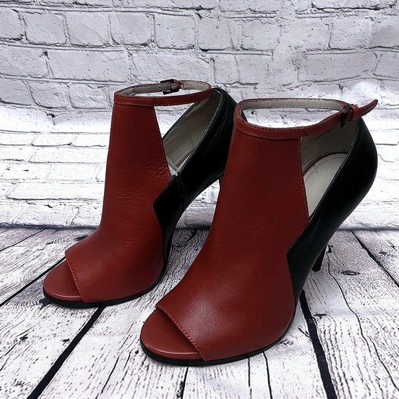 Pour La Victoire Vellin Peep Toe Ankle Boots Brown Black Size 9 - Picture 1 of 8